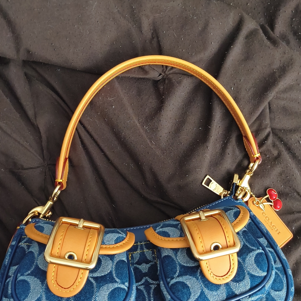 Coach Denim Blue and Tan Shoulder Bag